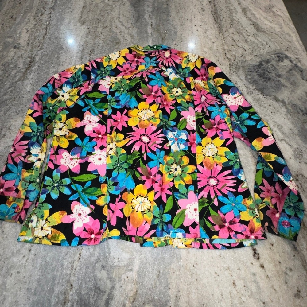 Vintage Carolina Colours 18/20 XL Colorful Floral Blazer Top Sequins Vacation - Picture 7 of 7